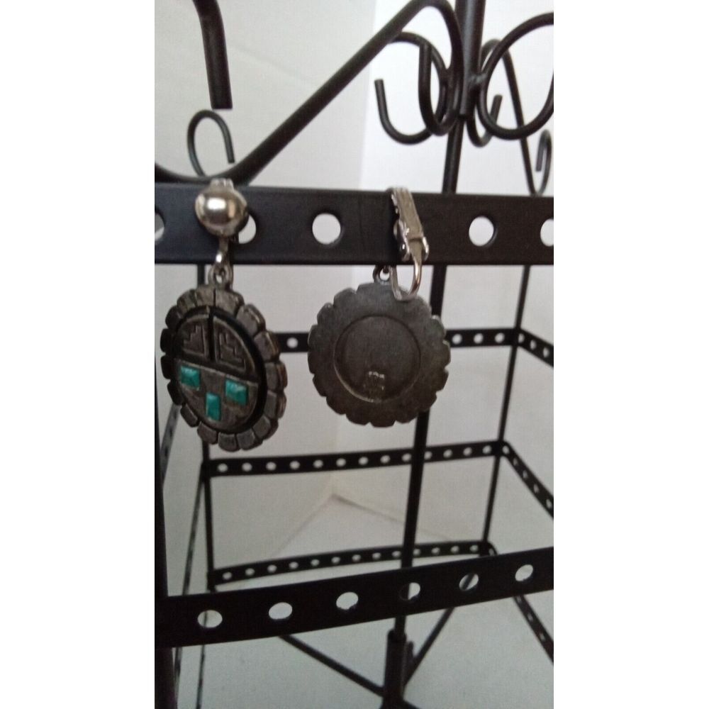 Vintage Southwestern Style Earrings Turquoise Color Accents‎ Clip On